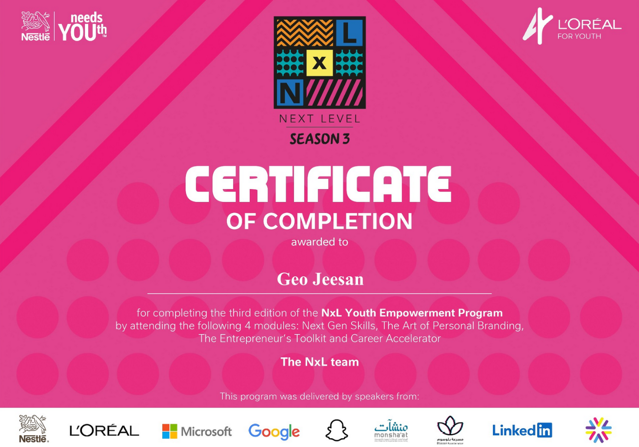 Certificate of Completion