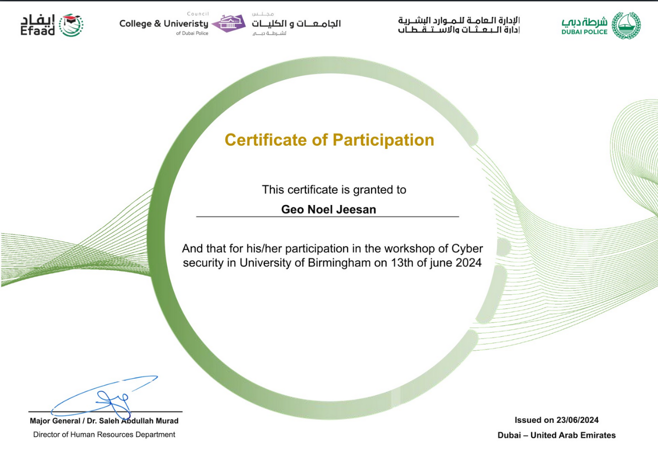 Certificate of Participation