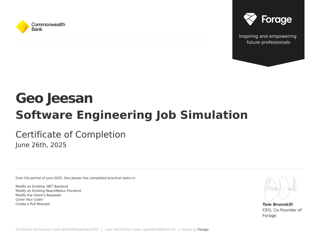 Certificate of Completion