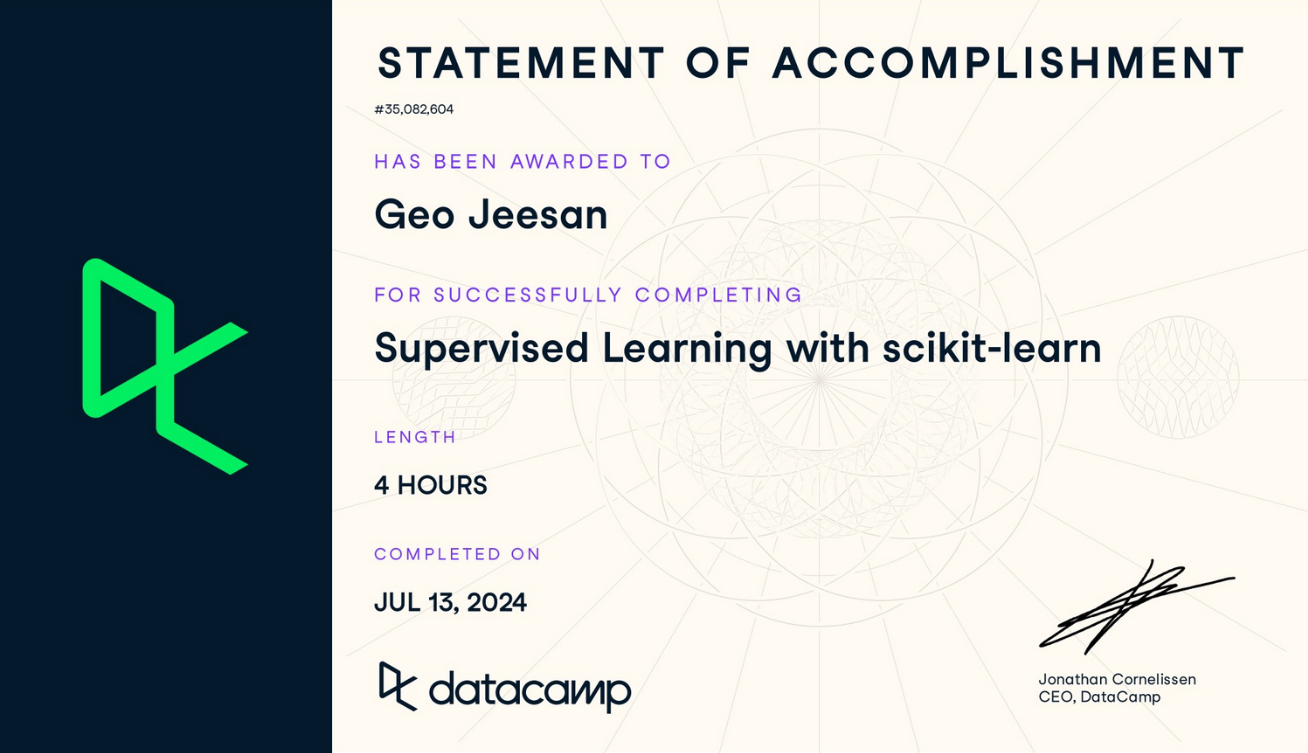 Statement of Accomplishment